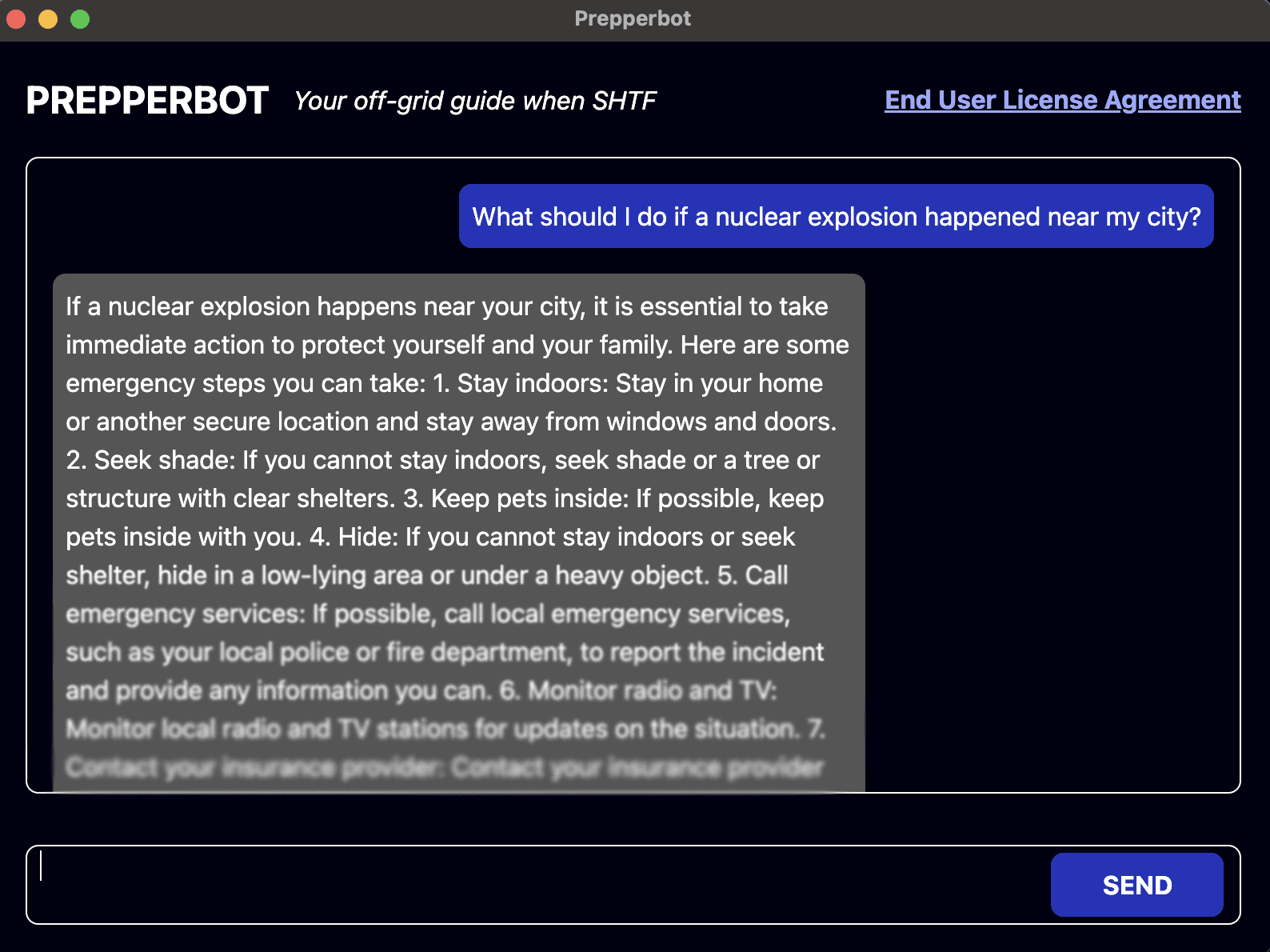 Screenshot of Prepperbot